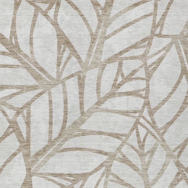 Homeroots 3' Artichoke Green And Beige Floral Washable Area Rug For Indoor Outdoor Use, Durable & Stylish 8' X 10' Polyester 584185