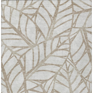 Homeroots 3' Artichoke Green And Beige Floral Washable Area Rug For Indoor Outdoor Use, Durable & Stylish 9' X 12' Polyester 584186