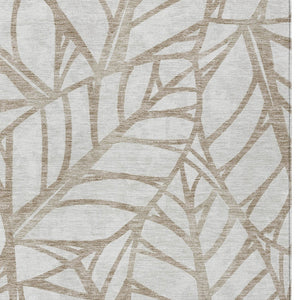 Homeroots 3' Artichoke Green And Beige Floral Washable Area Rug For Indoor Outdoor Use, Durable & Stylish 9' X 12' Polyester 584186