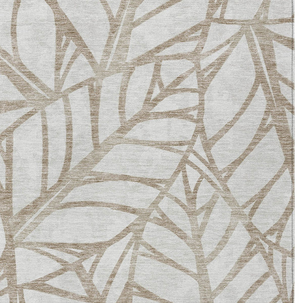 Homeroots 3' Artichoke Green And Beige Floral Washable Area Rug For Indoor Outdoor Use, Durable & Stylish 9' X 12' Polyester 584186