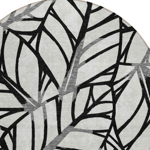 Homeroots 3' Artichoke Green And Beige Floral Washable Area Rug For Indoor Outdoor Use, Durable & Stylish 8' Round Polyester 584190