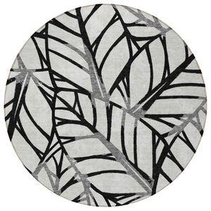 Homeroots 3' Artichoke Green And Beige Floral Washable Area Rug For Indoor Outdoor Use, Durable & Stylish 8' Round Polyester 584190