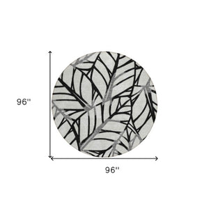 Homeroots 3' Artichoke Green And Beige Floral Washable Area Rug For Indoor Outdoor Use, Durable & Stylish 8' Round Polyester 584190