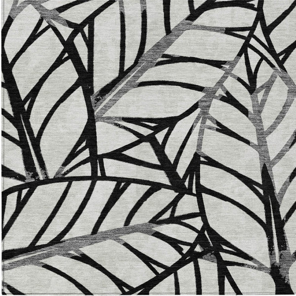 Homeroots 3' Artichoke Green And Beige Floral Washable Area Rug For Indoor Outdoor Use, Durable & Stylish 8' X 10' Polyester 584191