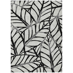 HomeRoots 5' Floral Area Rug - Durable, Washable, Indoor/Outdoor Design in Elegant Black, Gray, and Beige Tones 8' X 10' 584191