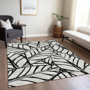 Homeroots 3' Artichoke Green And Beige Floral Washable Area Rug For Indoor Outdoor Use, Durable & Stylish 10' X 14' Polyester 584193