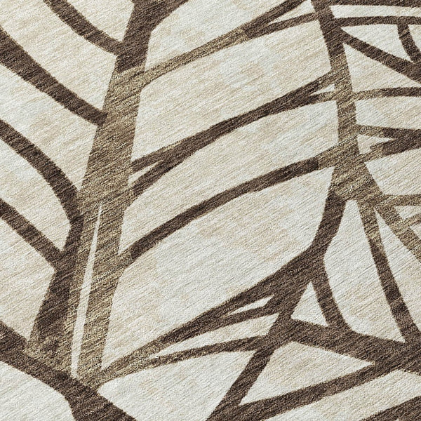 Homeroots 3' Artichoke Green And Beige Floral Washable Area Rug For Indoor Outdoor Use, Durable & Stylish 8' Round Polyester 584196