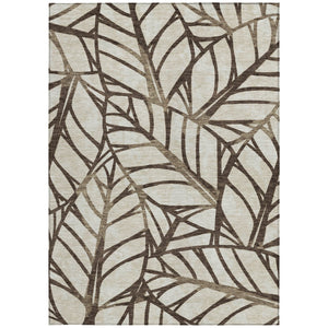 Homeroots 3' Artichoke Green And Beige Floral Washable Area Rug For Indoor Outdoor Use, Durable & Stylish 8' X 10' Polyester 584197
