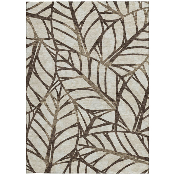 Homeroots 3' Artichoke Green And Beige Floral Washable Area Rug For Indoor Outdoor Use, Durable & Stylish 8' X 10' Polyester 584197