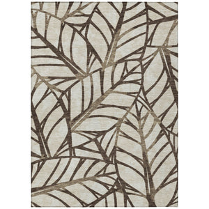Homeroots 3' Artichoke Green And Beige Floral Washable Area Rug For Indoor Outdoor Use, Durable & Stylish 8' X 10' Polyester 584197
