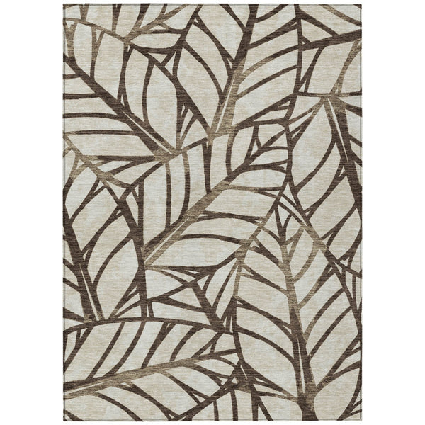 Homeroots 3' Artichoke Green And Beige Floral Washable Area Rug For Indoor Outdoor Use, Durable & Stylish 8' X 10' Polyester 584197