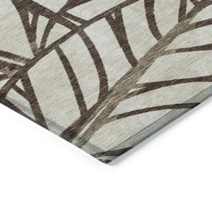 HomeRoots 5' Floral Chocolate and Beige Area Rug – Durable, Washable Indoor/Outdoor Design for Every Space 8' X 10' 584197