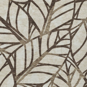 Homeroots 3' Artichoke Green And Beige Floral Washable Area Rug For Indoor Outdoor Use, Durable & Stylish 8' X 10' Polyester 584197