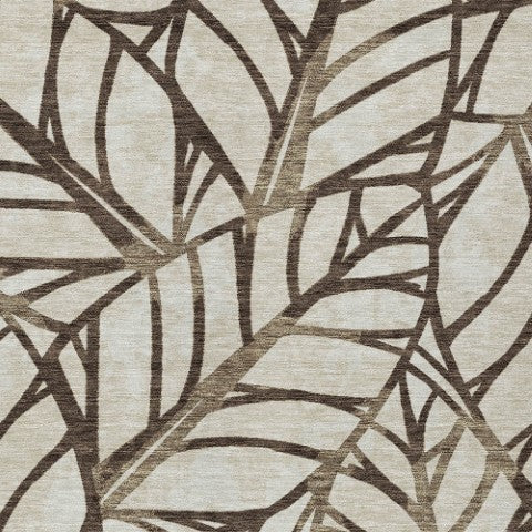 Homeroots 3' Artichoke Green And Beige Floral Washable Area Rug For Indoor Outdoor Use, Durable & Stylish 8' X 10' Polyester 584197