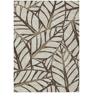 HomeRoots 9' Durable Floral Indoor/Outdoor Area Rug in Chocolate and Beige – Stylish, Washable, Versatile Design 9' X 12' 584198
