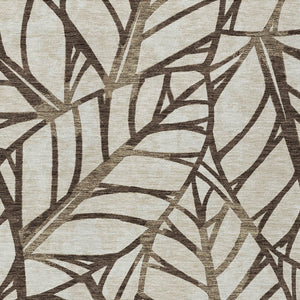 Homeroots 3' Artichoke Green And Beige Floral Washable Area Rug For Indoor Outdoor Use, Durable & Stylish 9' X 12' Polyester 584198