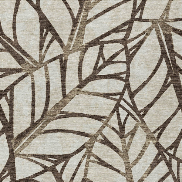 Homeroots 3' Artichoke Green And Beige Floral Washable Area Rug For Indoor Outdoor Use, Durable & Stylish 9' X 12' Polyester 584198