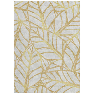 Homeroots 3' Artichoke Green And Beige Floral Washable Area Rug For Indoor Outdoor Use, Durable & Stylish 5' X 8' Polyester 584201