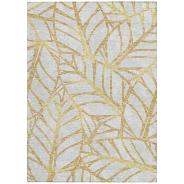 Homeroots 3' Artichoke Green And Beige Floral Washable Area Rug For Indoor Outdoor Use, Durable & Stylish 8' X 10' Polyester 584203
