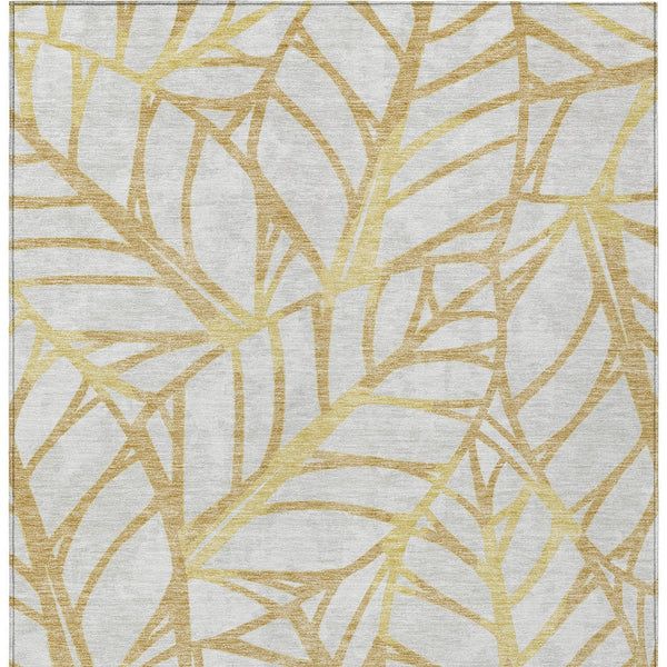 Homeroots 3' Artichoke Green And Beige Floral Washable Area Rug For Indoor Outdoor Use, Durable & Stylish 8' X 10' Polyester 584203