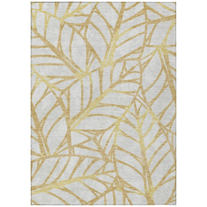 HomeRoots 9' Gold and Beige Floral Area Rug - Durable, Washable Design for Indoor and Outdoor Spaces, Easy Care 9' X 12' 584204