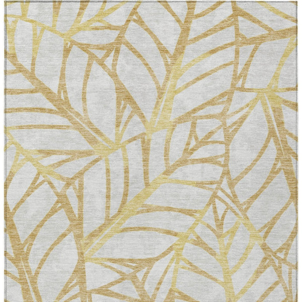 Homeroots 3' Artichoke Green And Beige Floral Washable Area Rug For Indoor Outdoor Use, Durable & Stylish 9' X 12' Polyester 584204