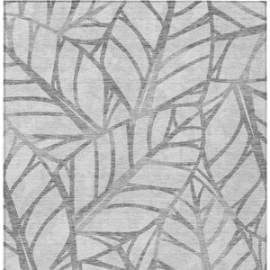 Homeroots 3' Artichoke Green And Beige Floral Washable Area Rug For Indoor Outdoor Use, Durable & Stylish 5' X 8' Polyester 584207