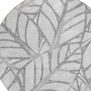 Homeroots 3' Artichoke Green And Beige Floral Washable Area Rug For Indoor Outdoor Use, Durable & Stylish 8' Round Polyester 584208