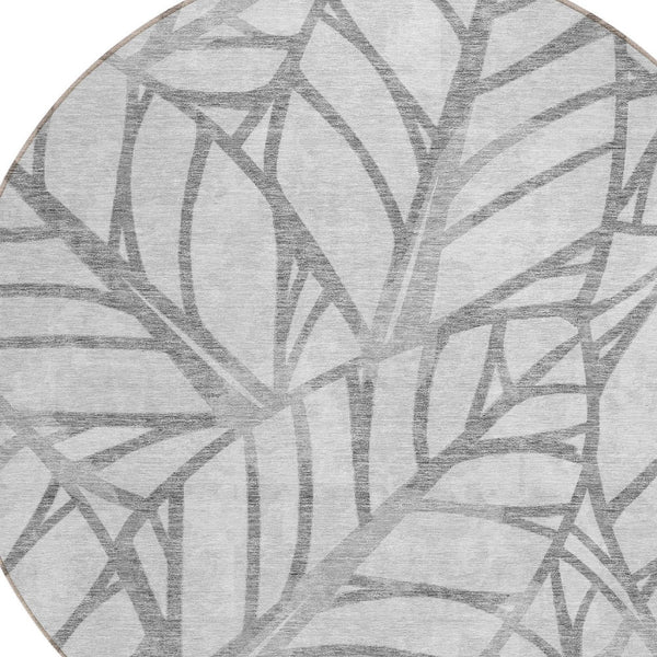 Homeroots 3' Artichoke Green And Beige Floral Washable Area Rug For Indoor Outdoor Use, Durable & Stylish 8' Round Polyester 584208