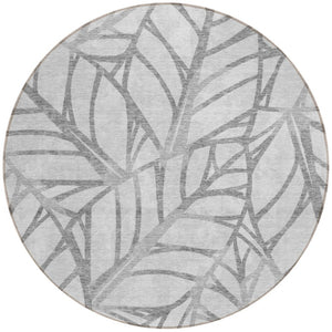 Homeroots 3' Artichoke Green And Beige Floral Washable Area Rug For Indoor Outdoor Use, Durable & Stylish 8' Round Polyester 584208