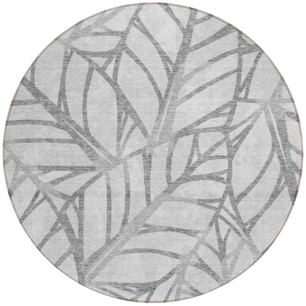 Homeroots 3' Artichoke Green And Beige Floral Washable Area Rug For Indoor Outdoor Use, Durable & Stylish 8' Round Polyester 584208