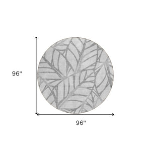 Homeroots 3' Artichoke Green And Beige Floral Washable Area Rug For Indoor Outdoor Use, Durable & Stylish 8' Round Polyester 584208