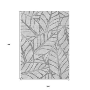 Homeroots 3' Artichoke Green And Beige Floral Washable Area Rug For Indoor Outdoor Use, Durable & Stylish 9' X 12' Polyester 584210