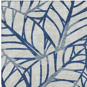 Homeroots 3' Artichoke Green And Beige Floral Washable Area Rug For Indoor Outdoor Use, Durable & Stylish 5' X 8' Polyester 584213