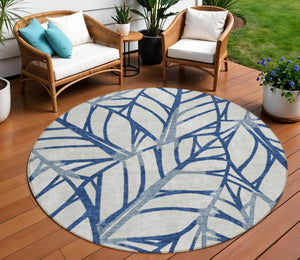 Homeroots 3' Artichoke Green And Beige Floral Washable Area Rug For Indoor Outdoor Use, Durable & Stylish 8' Round Polyester 584214