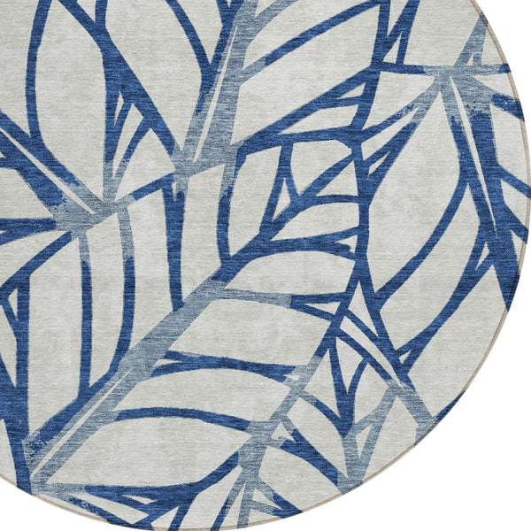 Homeroots 3' Artichoke Green And Beige Floral Washable Area Rug For Indoor Outdoor Use, Durable & Stylish 8' Round Polyester 584214