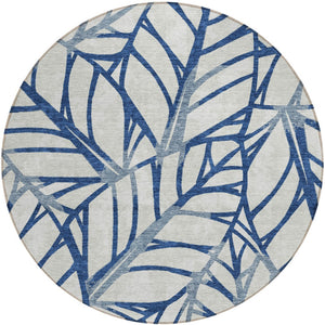 Homeroots 3' Artichoke Green And Beige Floral Washable Area Rug For Indoor Outdoor Use, Durable & Stylish 8' Round Polyester 584214