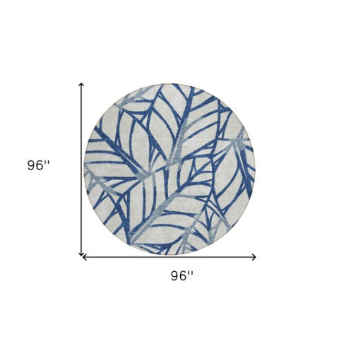 Homeroots 3' Artichoke Green And Beige Floral Washable Area Rug For Indoor Outdoor Use, Durable & Stylish 8' Round Polyester 584214