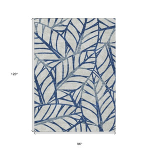 Homeroots 3' Artichoke Green And Beige Floral Washable Area Rug For Indoor Outdoor Use, Durable & Stylish 8' X 10' Polyester 584215