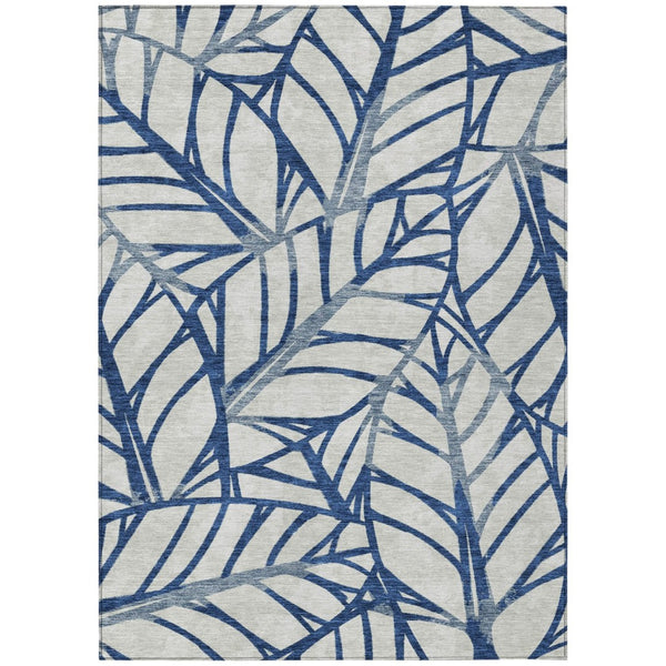 HomeRoots 9' Navy Blue Floral Area Rug - Durable, Washable Design for Indoor & Outdoor Elegance and Comfort 9' X 12' 584216