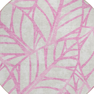 Homeroots 3' Artichoke Green And Beige Floral Washable Area Rug For Indoor Outdoor Use, Durable & Stylish 8' Round Polyester 584226