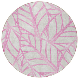 Homeroots 3' Artichoke Green And Beige Floral Washable Area Rug For Indoor Outdoor Use, Durable & Stylish 8' Round Polyester 584226