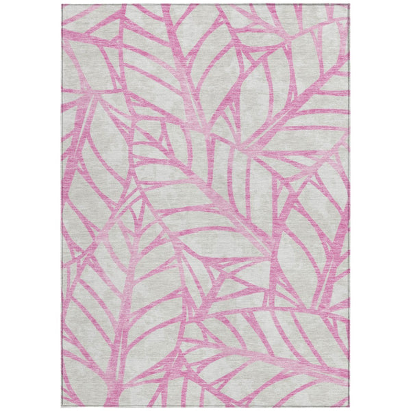 Homeroots 3' Artichoke Green And Beige Floral Washable Area Rug For Indoor Outdoor Use, Durable & Stylish 8' X 10' Polyester 584227