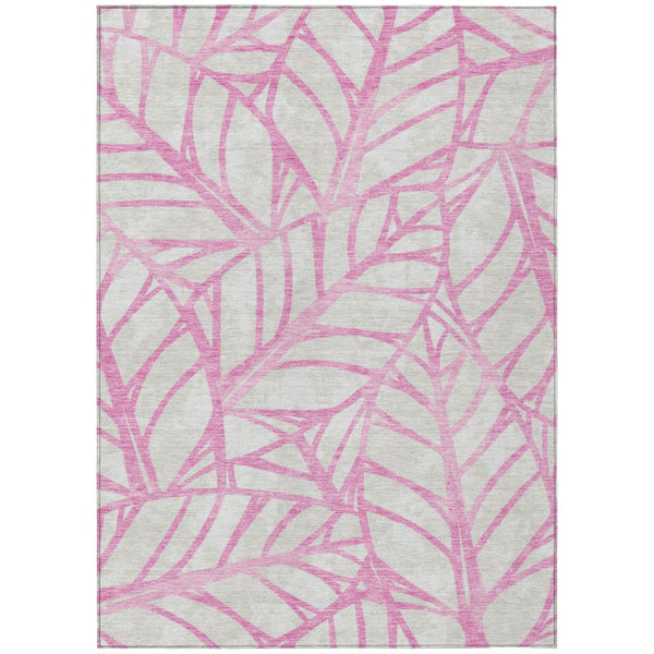 HomeRoots 9' Floral Area Rug - Stylish Pink and Beige Design for Indoor & Outdoor Use, Washable & Durable 9' X 12' 584228