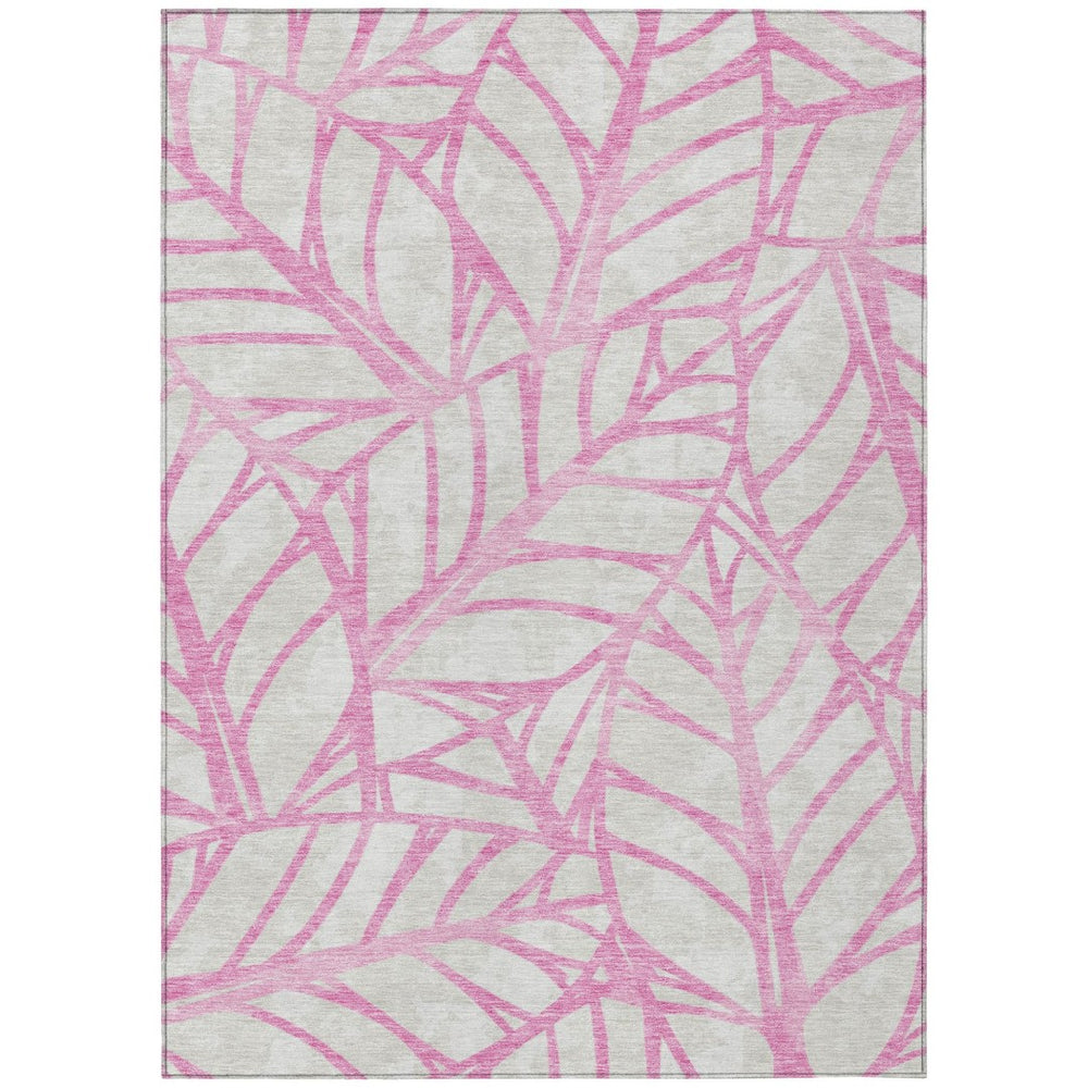 HomeRoots 5' Pink and Beige Floral Area Rug - Durable, Washable Design for Indoor and Outdoor Spaces 10' X 14' 584229