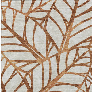 Homeroots 3' Artichoke Green And Beige Floral Washable Area Rug For Indoor Outdoor Use, Durable & Stylish 3' X 5' Polyester 584230