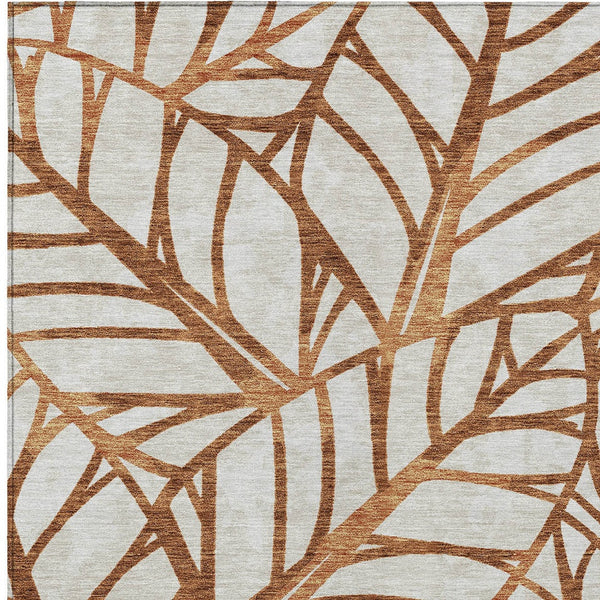 Homeroots 3' Artichoke Green And Beige Floral Washable Area Rug For Indoor Outdoor Use, Durable & Stylish 3' X 5' Polyester 584230