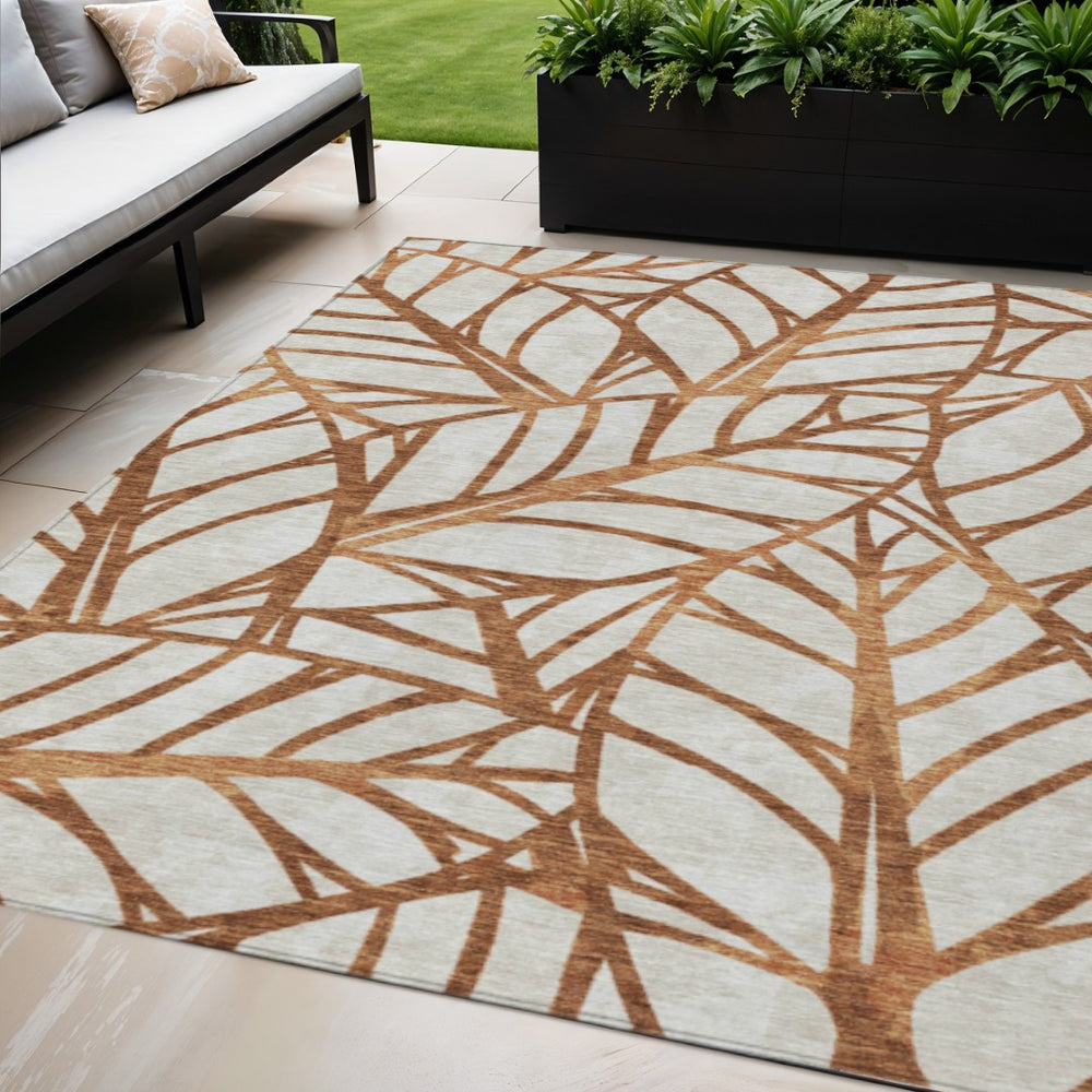 HomeRoots 5' Vibrant Floral Washable Area Rug - Durable Indoor/Outdoor Design for High-Traffic Spaces 5' X 8' 584231