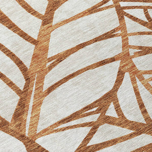 Homeroots 3' Artichoke Green And Beige Floral Washable Area Rug For Indoor Outdoor Use, Durable & Stylish 8' Round Polyester 584232