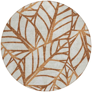 Homeroots 3' Artichoke Green And Beige Floral Washable Area Rug For Indoor Outdoor Use, Durable & Stylish 8' Round Polyester 584232